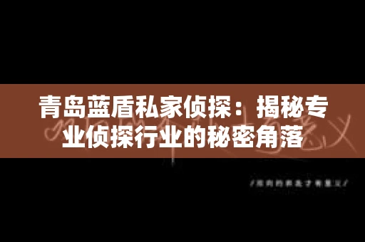 青岛蓝盾私家侦探：揭秘专业侦探行业的秘密角落