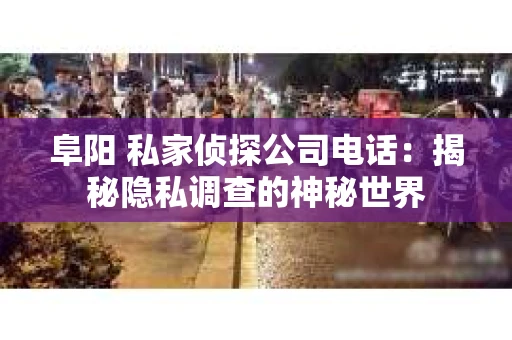 阜阳 私家侦探公司电话：揭秘隐私调查的神秘世界