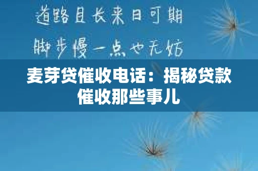 麦芽贷催收电话：揭秘贷款催收那些事儿