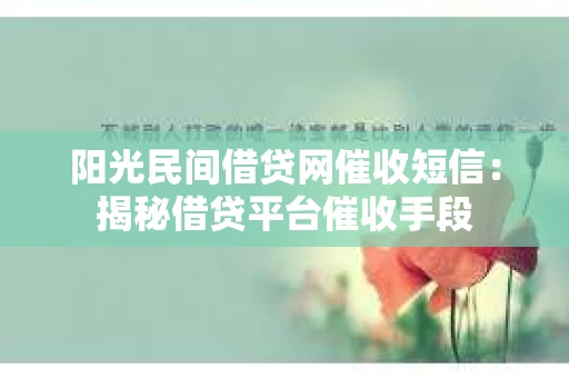 阳光民间借贷网催收短信：揭秘借贷平台催收手段