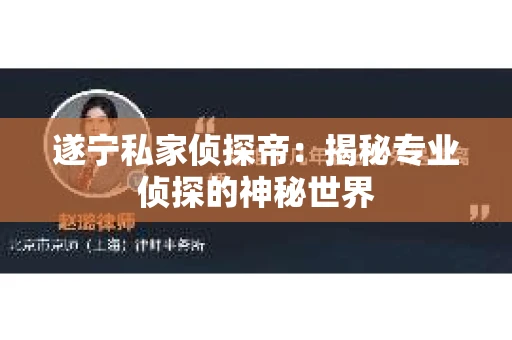 遂宁私家侦探帝：揭秘专业侦探的神秘世界
