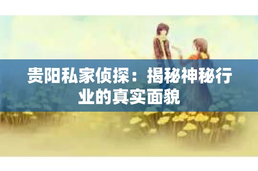 贵阳私家侦探：揭秘神秘行业的真实面貌